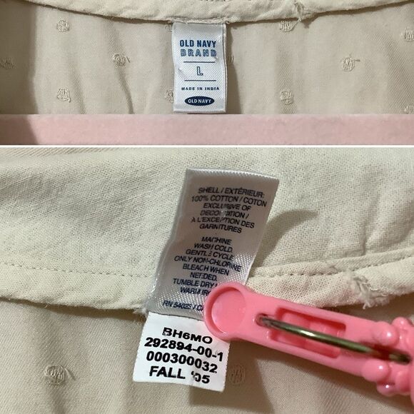 Vintage Y2K Cream Polka Dot 100% Cotton Mori Kei Feminine Blazer L Autumn Fall - Picture 15 of 15